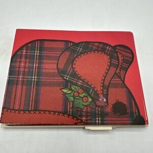 Plaid Mouse Vintage Christmas Greeting Card 8 Cards And Envelopes Hallmark.